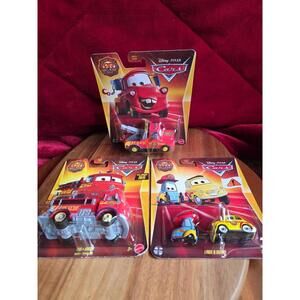 (3) Disney Pixar Cars Race and Rescue Lot Luigi Guido Red Mater Brand New Sealed